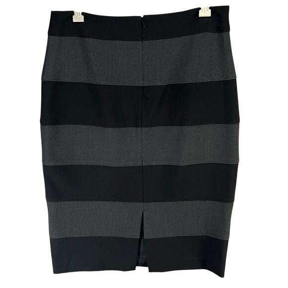 Virtue Pencil Skirt Womens 6 Black Gray Stripe Back Slit Stretch Corpcore Career - Picture 5 of 12